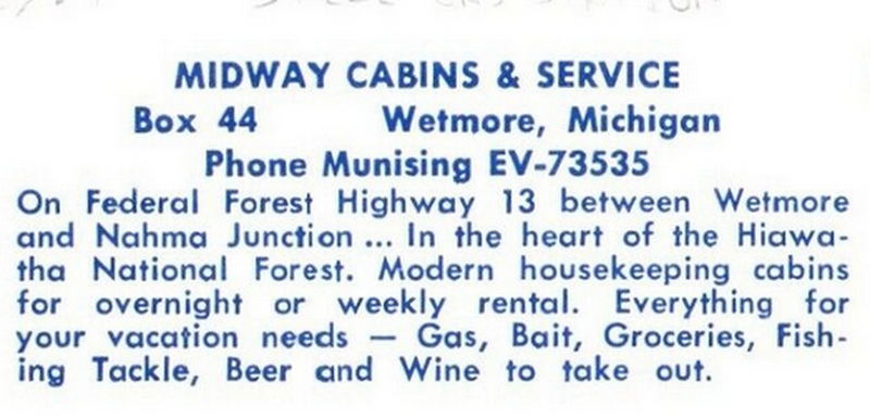 Hiawatha Cabins (Midway Cabins & Service) - Vintage Postcard (newer photo)